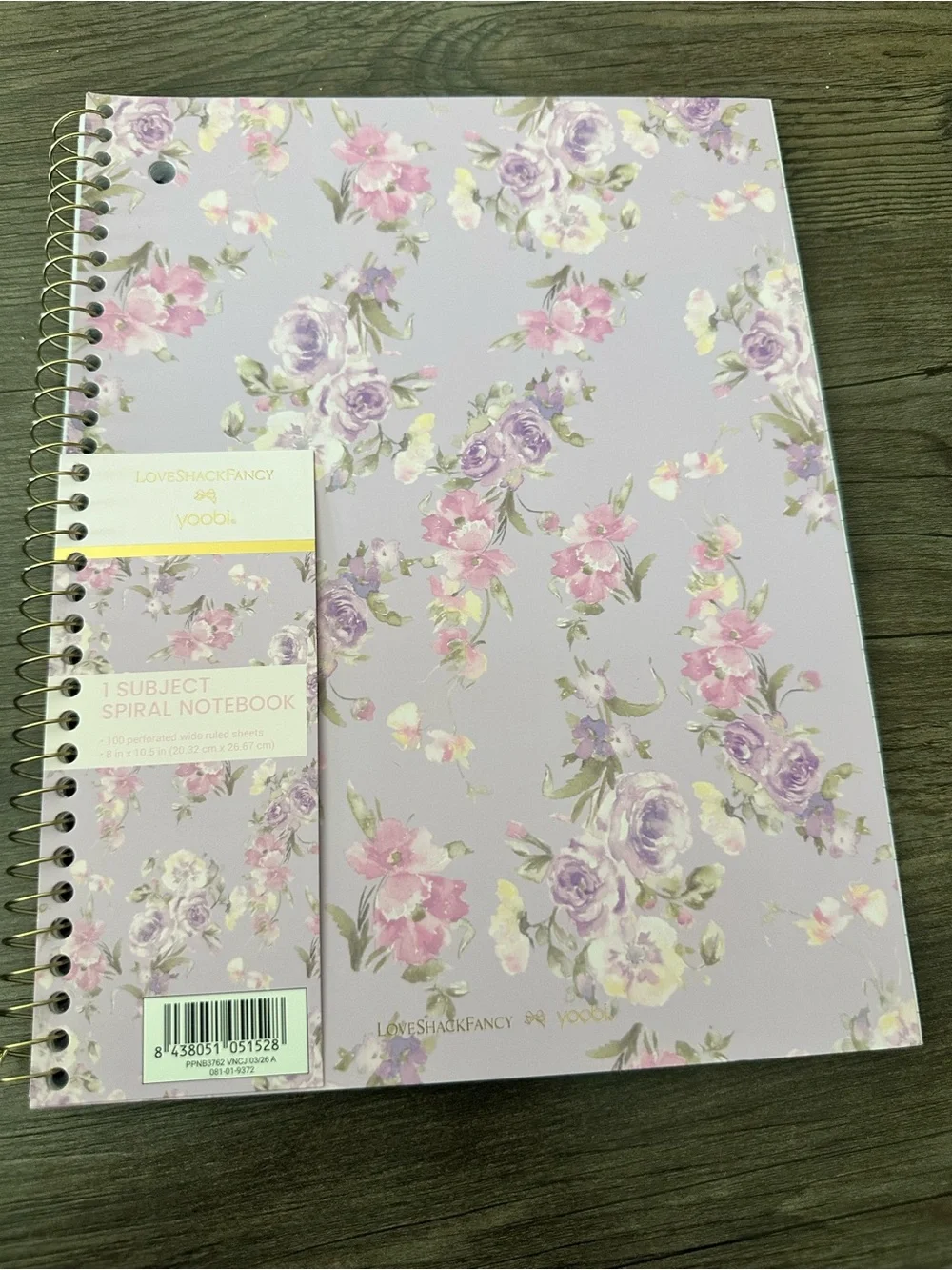 💜🎯 LoveShackFancy x Target - Yoobi Happy Thoughts Wide Ruled Notebook Hibiscus